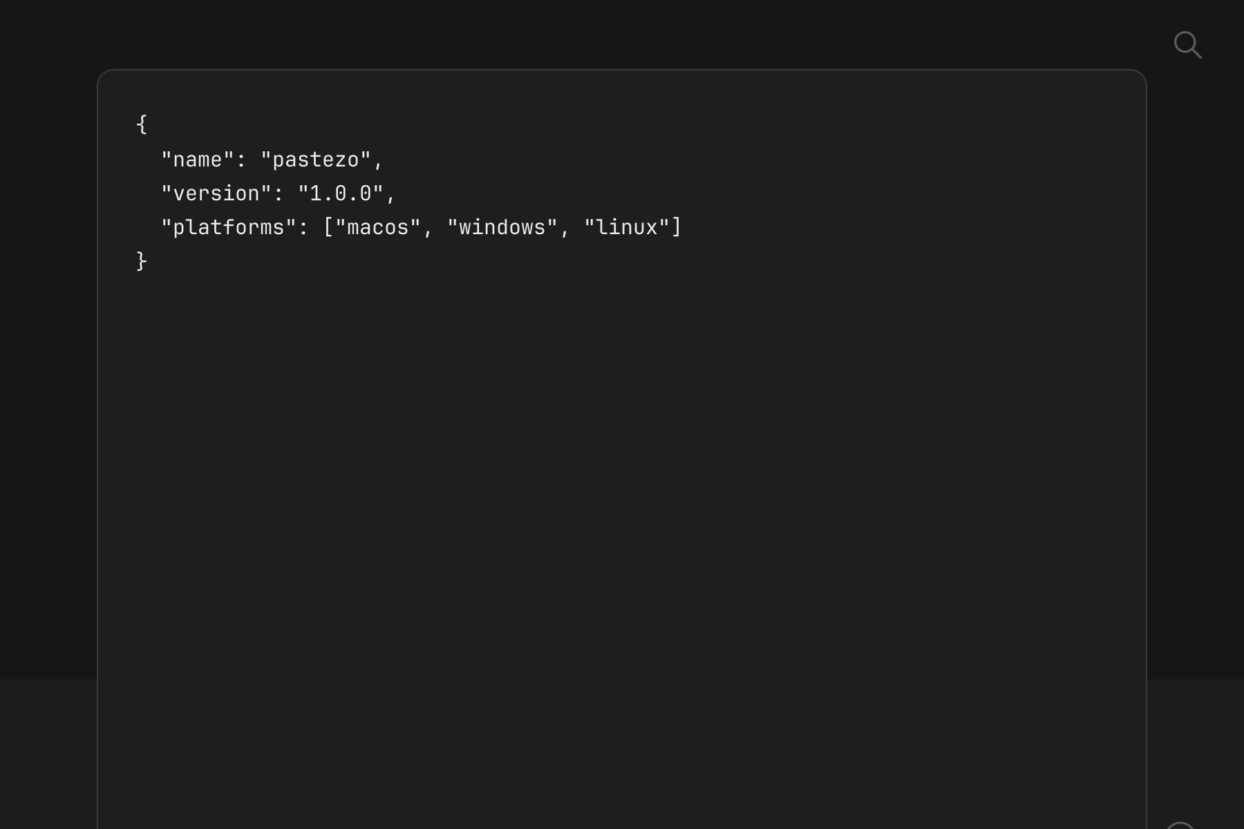 A JSON clip previewed with Space in the dark theme